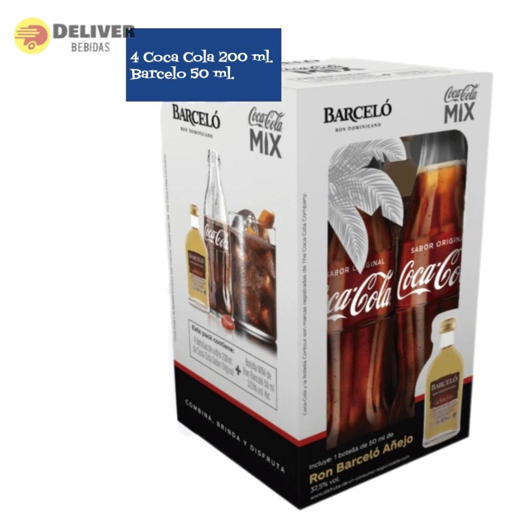 Mini Pack Coca Cola mix Ron Barceló deliverbebidas